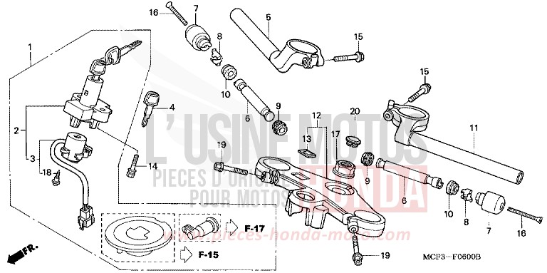 HANDLE PIPE/TOP BRIDGE for VTR1000 SP-1 WINNING RED (R258) from 2000